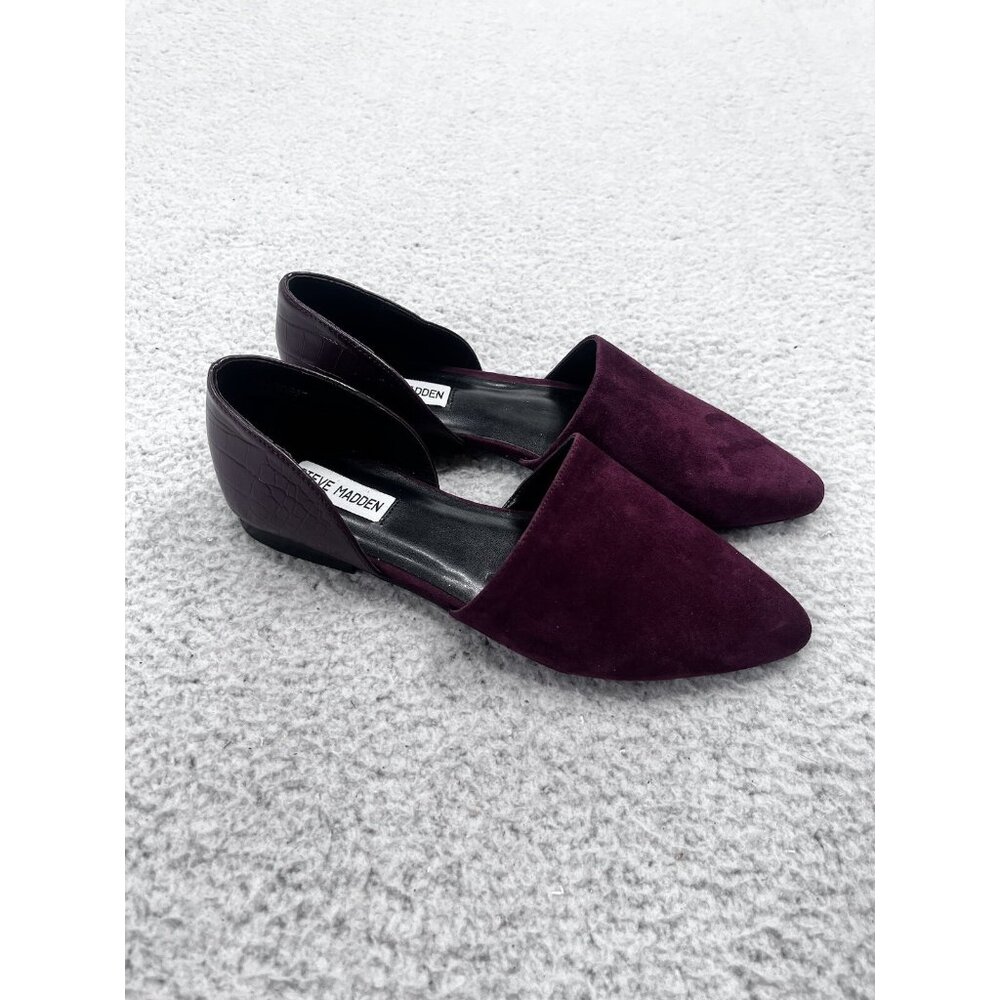 Women's Steve Madden Burgundy D'Orsay Leather Upper Flats Size 9.5 - Picture 2 of 10